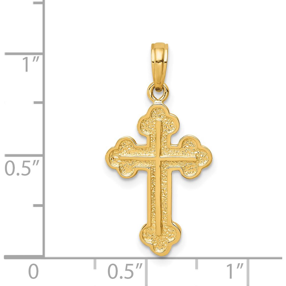 14K Yellow Gold Budded Cross Pendant - 28mm x 14mm by Oro Pregiato