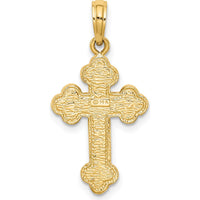 14K Yellow Gold Budded Cross Pendant - 28mm x 14mm by Oro Pregiato