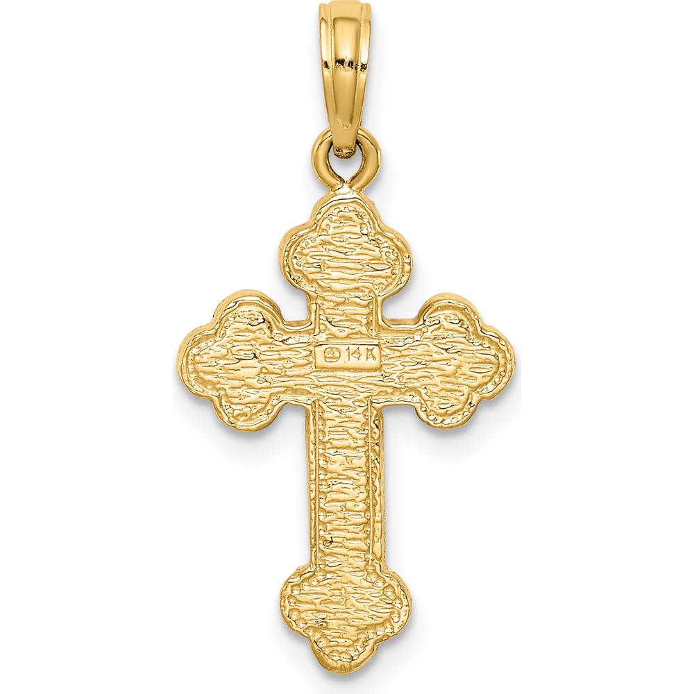 14K Yellow Gold Budded Cross Pendant - 28mm x 14mm by Oro Pregiato