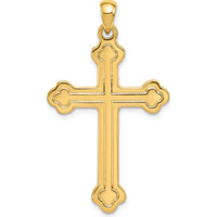 14K Yellow Gold Budded Cross Pendant - 41mm Length, 23mm Width by Oro Pregiato