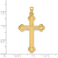 14K Yellow Gold Budded Cross Pendant - 41mm Length, 23mm Width by Oro Pregiato