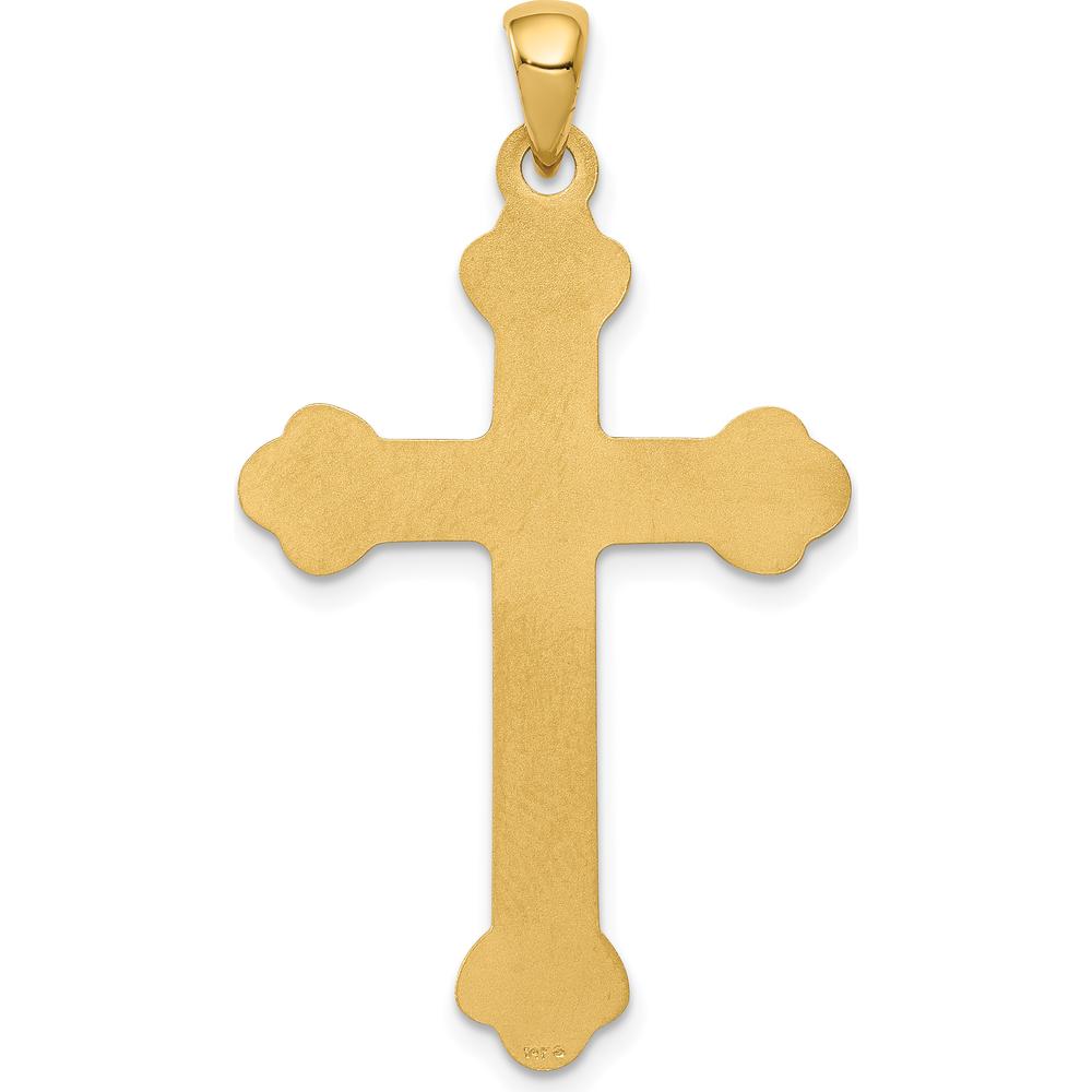 14K Yellow Gold Budded Cross Pendant - 41mm Length, 23mm Width by Oro Pregiato