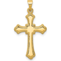 14K Yellow Gold Budded Cross Pendant - Elegant Religious Jewelry by Oro Pregiato