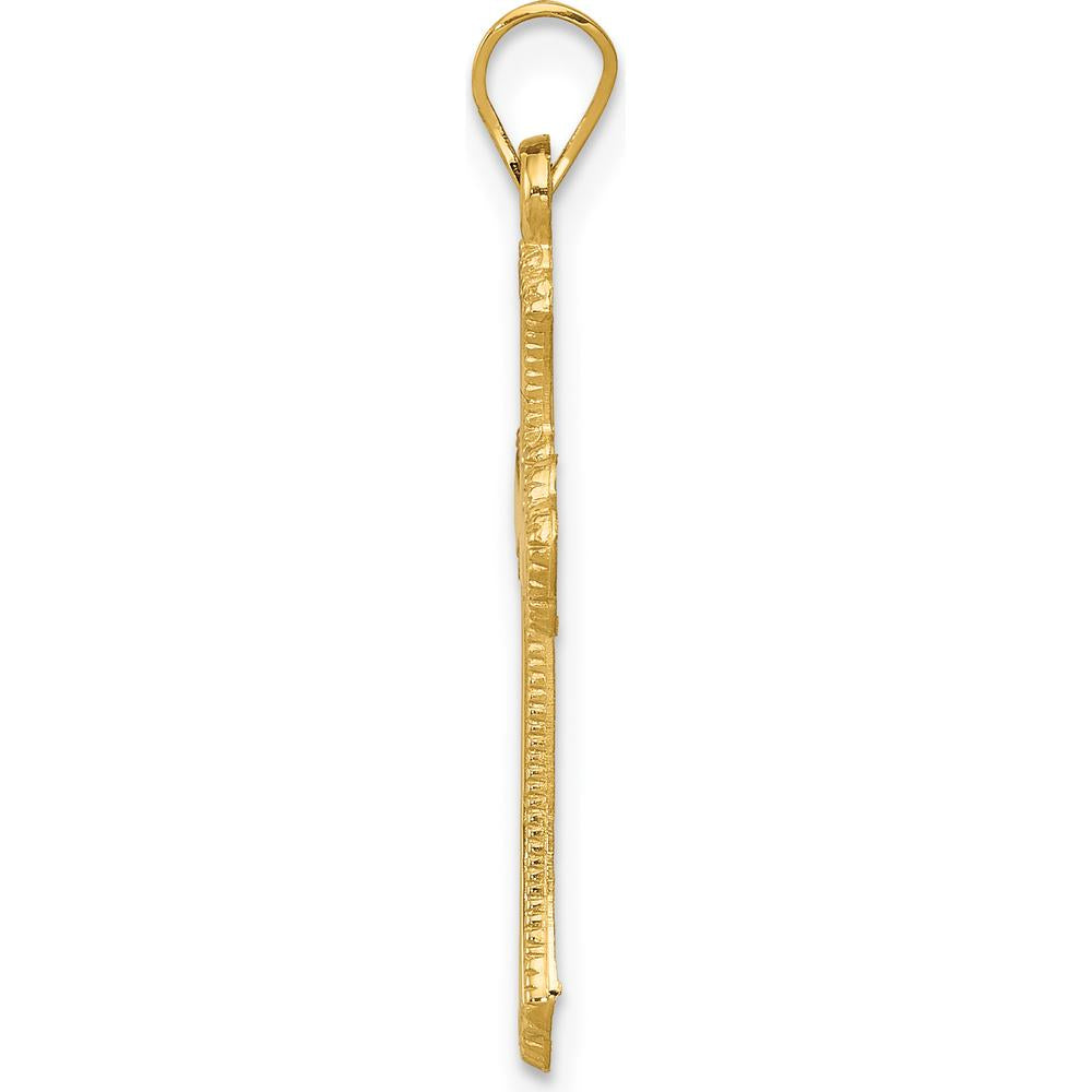 14K Yellow Gold Budded Cross Pendant - Elegant Religious Jewelry by Oro Pregiato