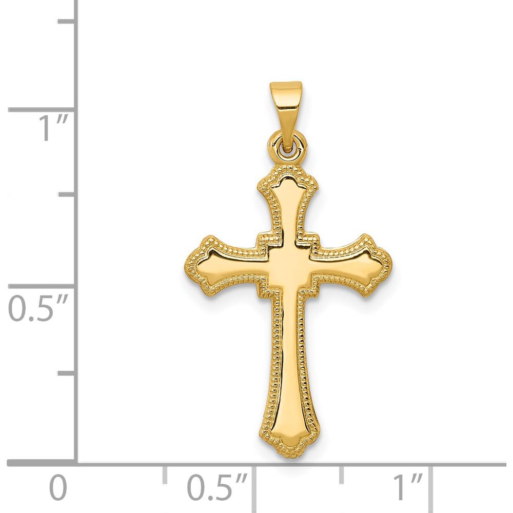14K Yellow Gold Budded Cross Pendant - Elegant Religious Jewelry by Oro Pregiato