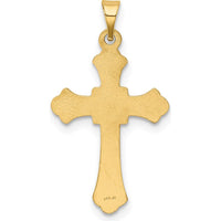 14K Yellow Gold Budded Cross Pendant - Elegant Religious Jewelry by Oro Pregiato