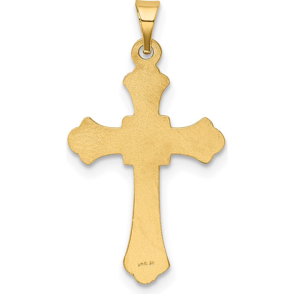 14K Yellow Gold Budded Cross Pendant - Elegant Religious Jewelry by Oro Pregiato