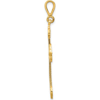 14K Yellow Gold Budded Cross Pendant - Solid Textured Faith Jewelry Piece by Oro Pregiato