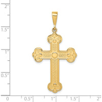 14K Yellow Gold Budded Cross Pendant - Solid Textured Faith Jewelry Piece by Oro Pregiato