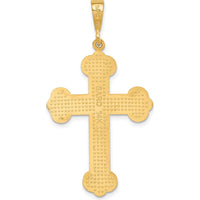 14K Yellow Gold Budded Cross Pendant - Solid Textured Faith Jewelry Piece by Oro Pregiato