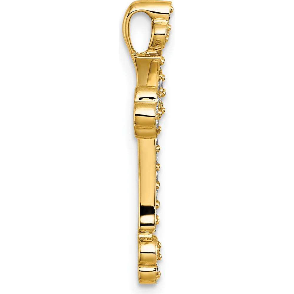 14K Yellow Gold Budded Cross Pendant with 25 Round Natural Diamonds - 0.32 Carat Total Diamond Weight by Oro Pregiato