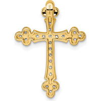 14K Yellow Gold Budded Cross Pendant with 25 Round Natural Diamonds - 0.32 Carat Total Diamond Weight by Oro Pregiato