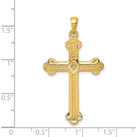 14K Yellow Gold Budded Cross Pendant with Polished Finish - 41mm Length and 22mm Width by Oro Pregiato