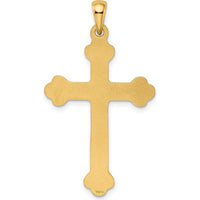 14K Yellow Gold Budded Cross Pendant with Polished Finish - 41mm Length and 22mm Width by Oro Pregiato