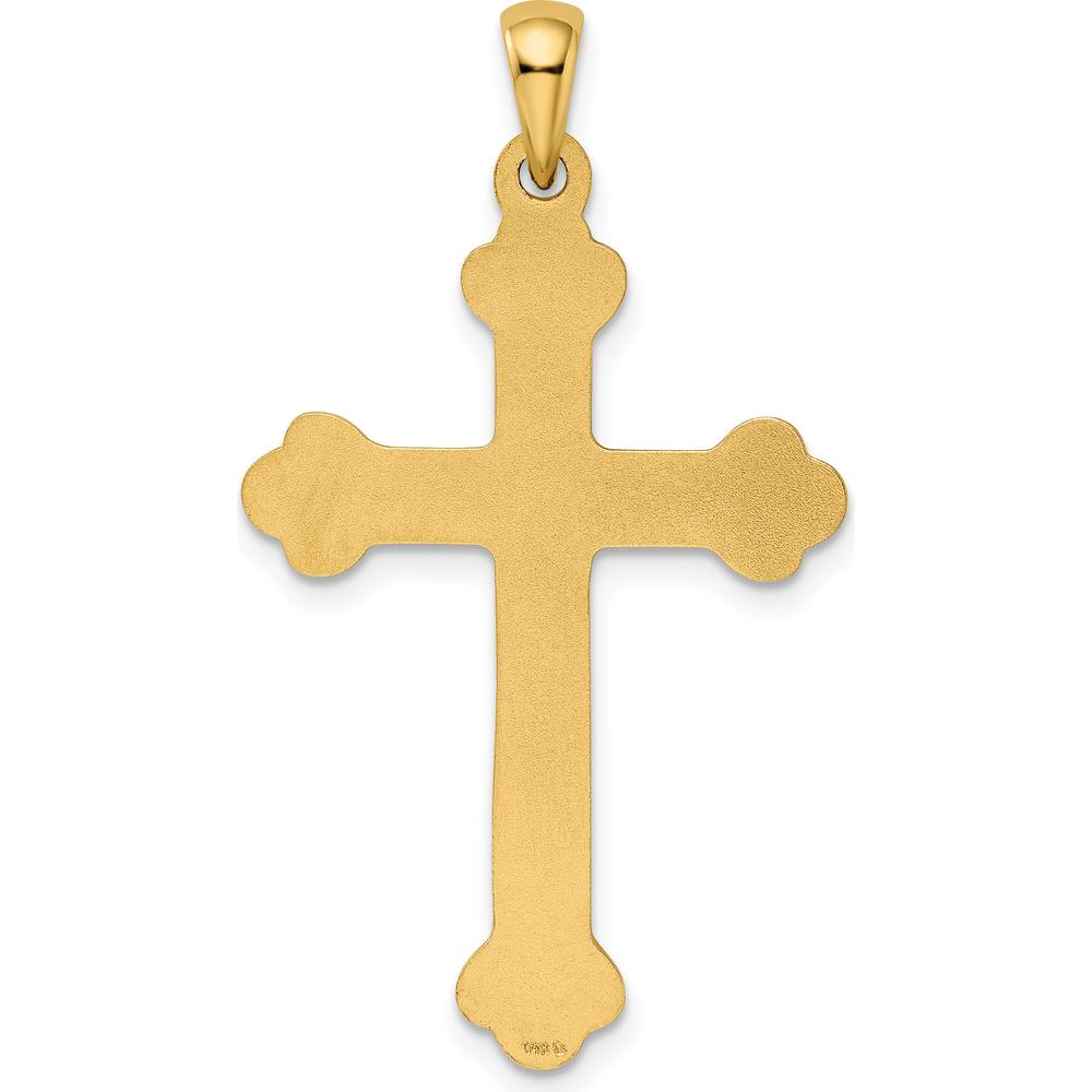 14K Yellow Gold Budded Cross Pendant with Polished Finish - 41mm Length and 22mm Width by Oro Pregiato