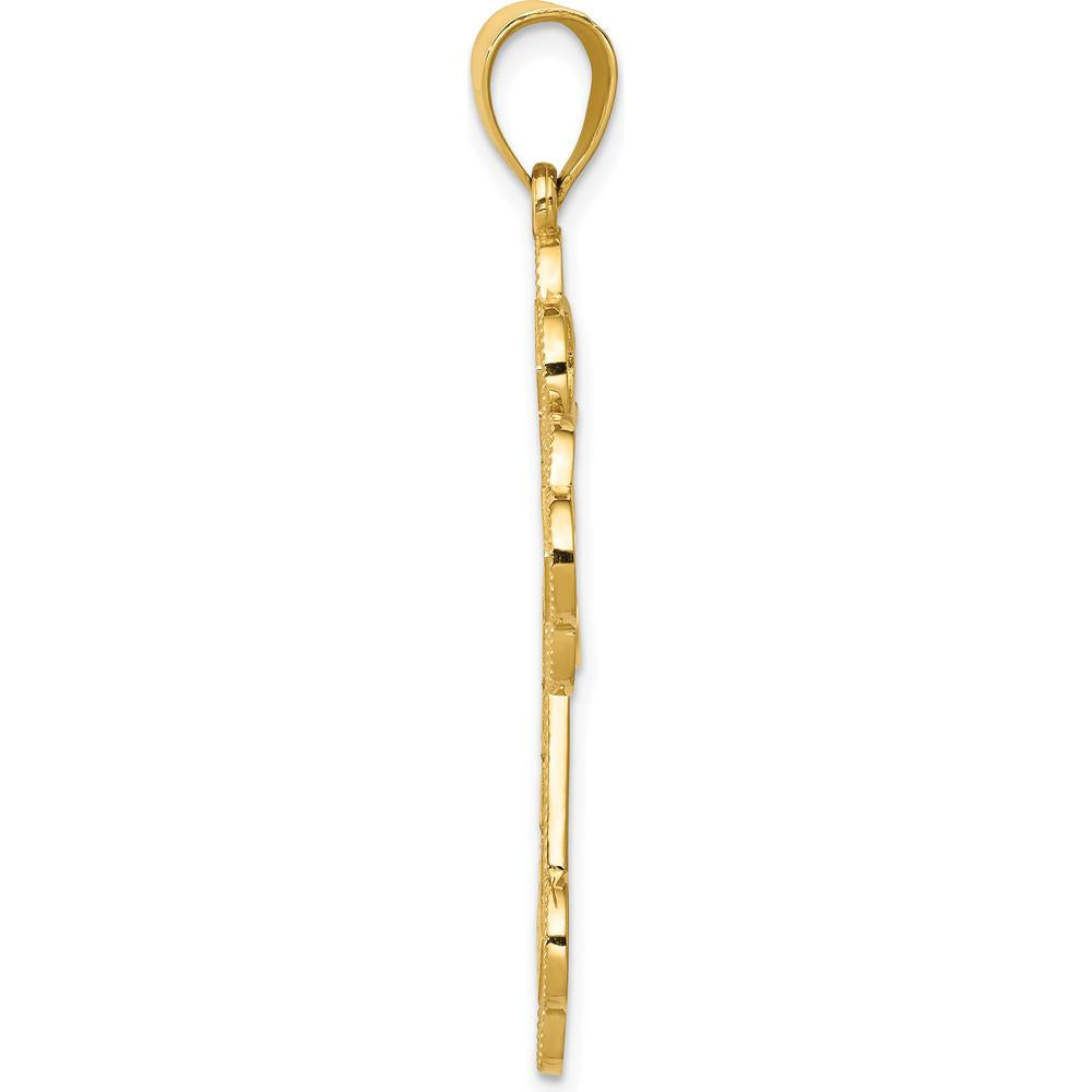 14K Yellow Gold Budded Greek Key Cross Pendant - Timeless Faith Design by Oro Pregiato