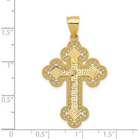 14K Yellow Gold Budded Greek Key Cross Pendant - Timeless Faith Design by Oro Pregiato