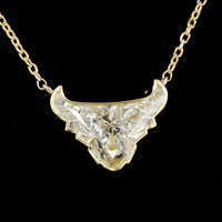 14K Yellow Gold Bull Shape Pendant with 1.62 Carat Bezel-Set Lab Diamond in E-F VVS2 Quality - Covaloro Fine Jewelry