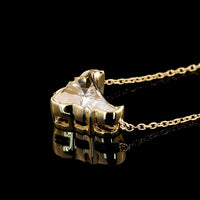 14K Yellow Gold Bull Shape Pendant with 1.62 Carat Bezel-Set Lab Diamond in E-F VVS2 Quality - Covaloro Fine Jewelry