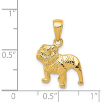 14K Yellow Gold Bulldog Pendant - Polished Textured Design by Oro Pregiato