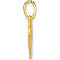 14K Yellow Gold Butterfly and Flower Pendant with Polished and Textured Wavy Heart Design by Oro Pregiato