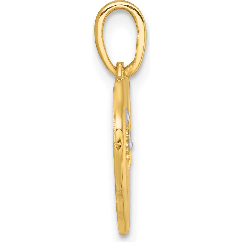 14K Yellow Gold Butterfly and Flower Pendant with Polished and Textured Wavy Heart Design by Oro Pregiato
