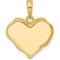 14K Yellow Gold Butterfly and Flower Pendant with Polished and Textured Wavy Heart Design by Oro Pregiato