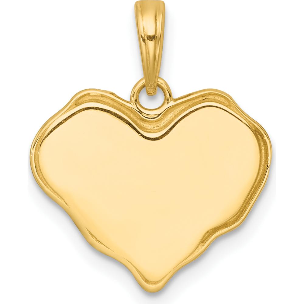 14K Yellow Gold Butterfly and Flower Pendant with Polished and Textured Wavy Heart Design by Oro Pregiato
