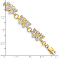 14K Yellow Gold Butterfly Bracelet with White Rhodium Plating - 7" Length by Oro Pregiato