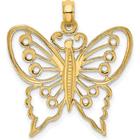 14K Yellow Gold Butterfly Charm Pendant with Open Back Design by Oro Pregiato