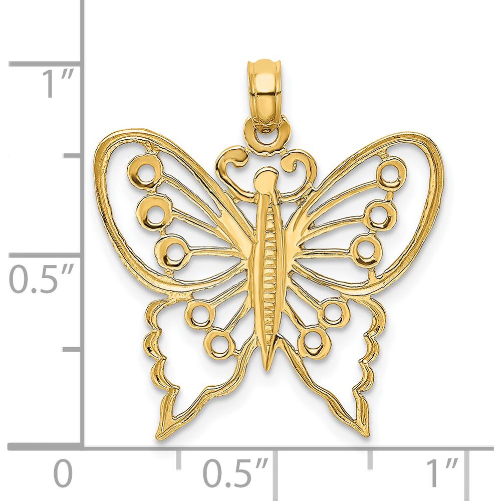 14K Yellow Gold Butterfly Charm Pendant with Open Back Design by Oro Pregiato