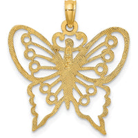 14K Yellow Gold Butterfly Charm Pendant with Open Back Design by Oro Pregiato