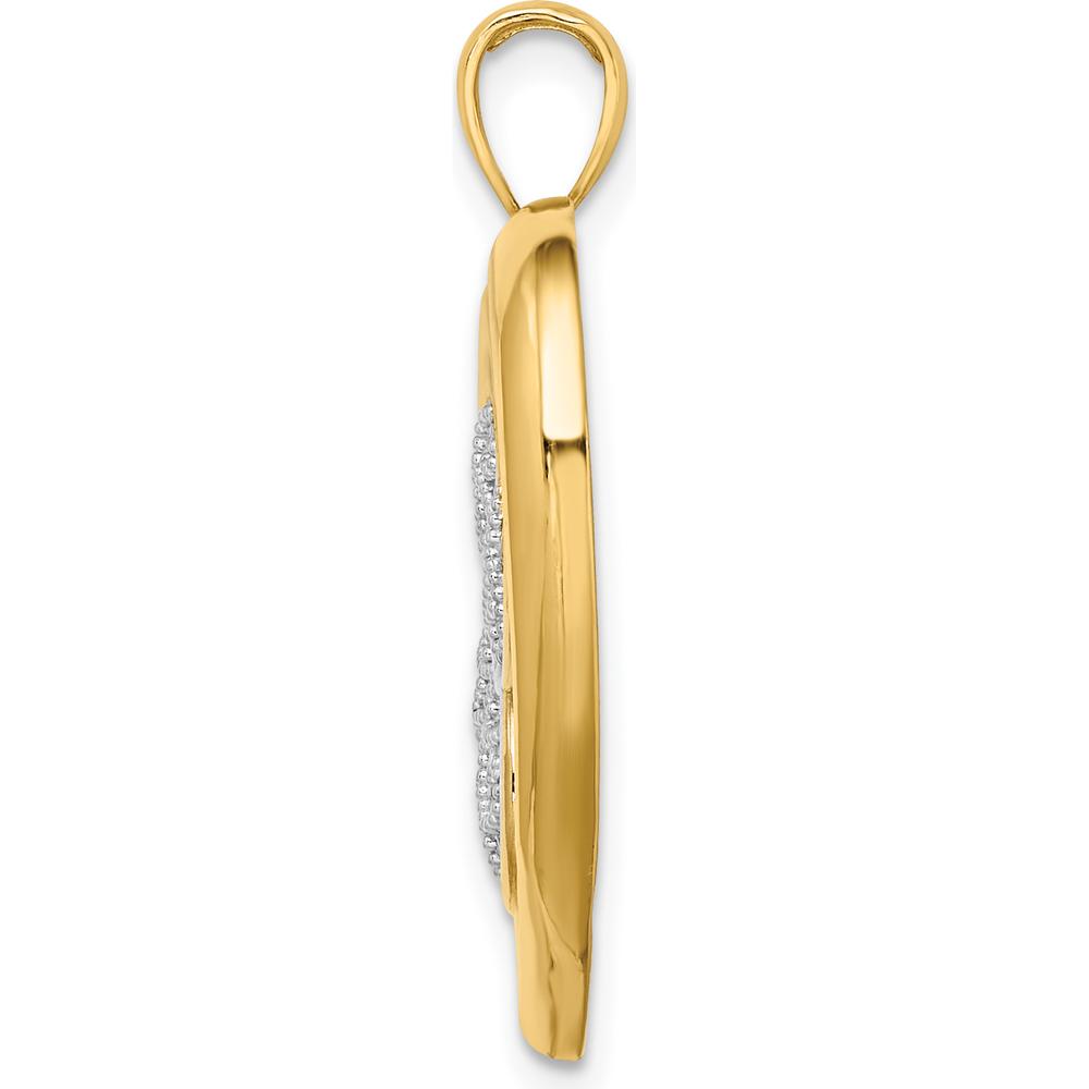 14K Yellow Gold Butterfly in Heart Pendant with Rhodium Accents by Oro Pregiato