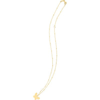 14K Yellow Gold Butterfly Pendant Necklace with Adjustable 18" Beaded Chain by Orozza Fine Jewelry