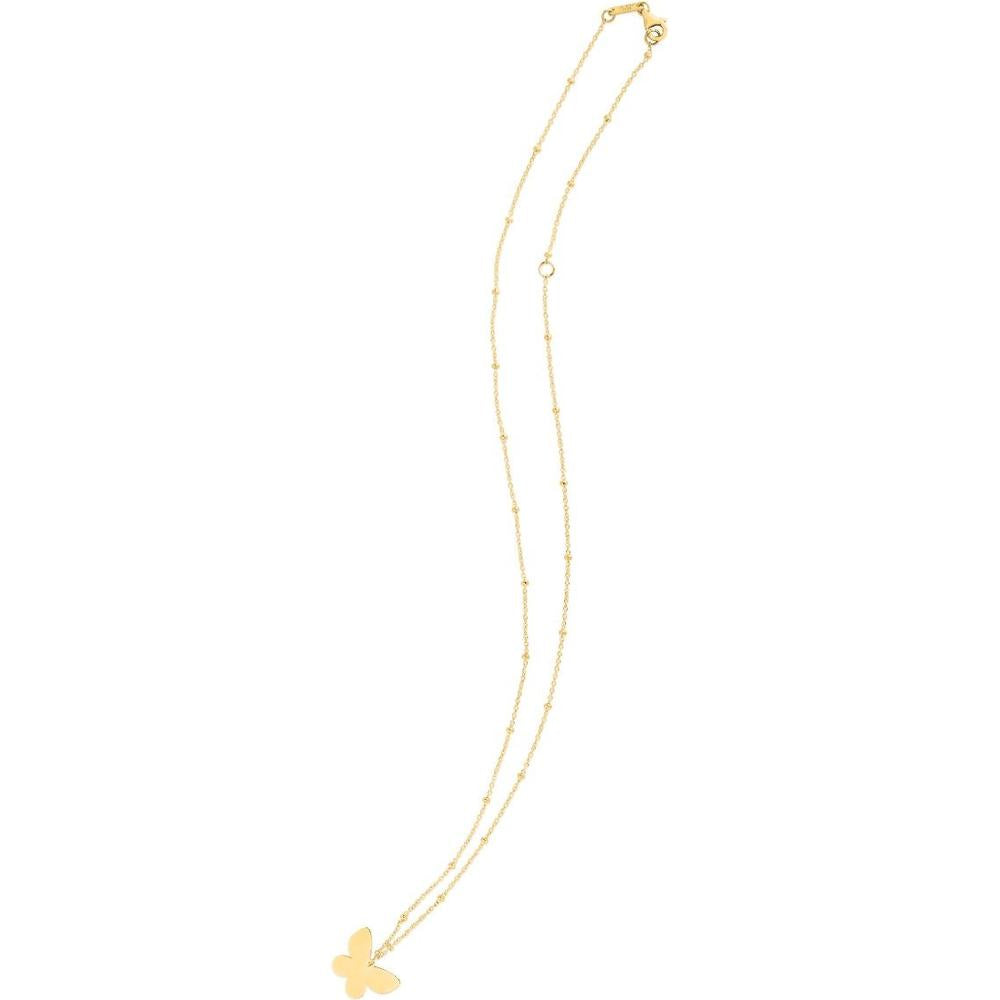 14K Yellow Gold Butterfly Pendant Necklace with Adjustable 18" Beaded Chain by Orozza Fine Jewelry