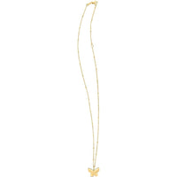 14K Yellow Gold Butterfly Pendant Necklace with Adjustable 18" Beaded Chain by Orozza Fine Jewelry