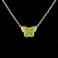 14K Yellow Gold Butterfly Pendant with 1.18 Carat Fancy Intense Yellow Lab Diamond in Bezel Setting - IGI Certified - Covaloro Fine Jewelry