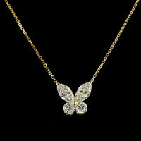 14K Yellow Gold Butterfly Pendant with 1.56 Carats Marquise and 0.60 Carats Round Lab Diamonds - 2.16 Total Carat Weight - Covaloro Fine Jewelry