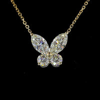 14K Yellow Gold Butterfly Pendant with 1.56 Carats Marquise and 0.60 Carats Round Lab Diamonds - 2.16 Total Carat Weight - Covaloro Fine Jewelry