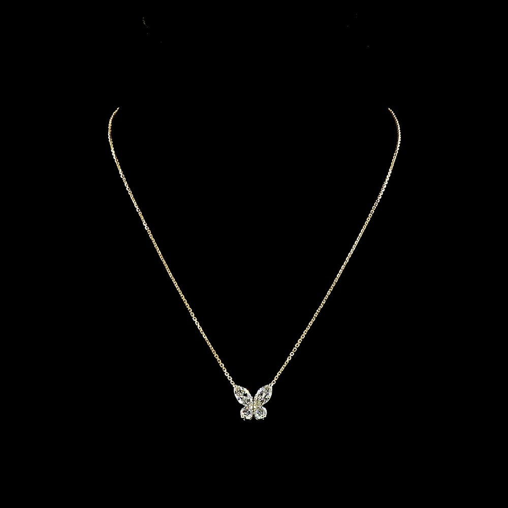 14K Yellow Gold Butterfly Pendant with 1.56 Carats Marquise and 0.60 Carats Round Lab Diamonds - 2.16 Total Carat Weight - Covaloro Fine Jewelry
