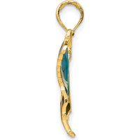 14K Yellow Gold Butterfly Pendant with Blue Enamel and Acrylic Accents by Oro Pregiato