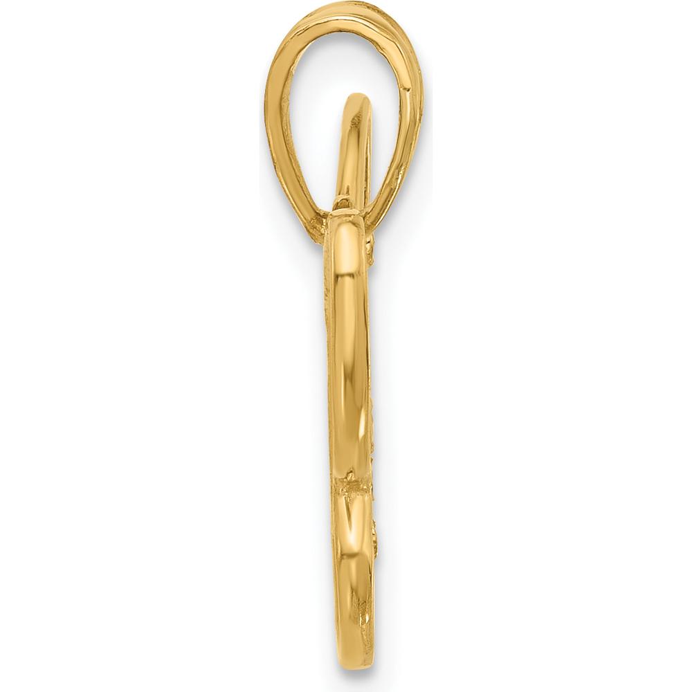 14K Yellow Gold Butterfly Pendant with Diamond-Cut Flower Motif and Rhodium Accents by Oro Pregiato