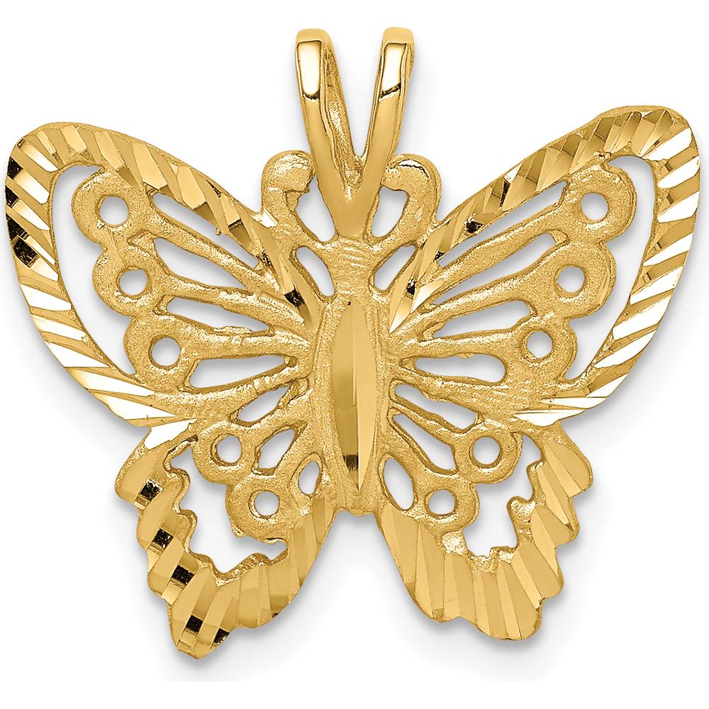 14K Yellow Gold Butterfly Pendant with Diamond-Cut Texture by Oro Pregiato