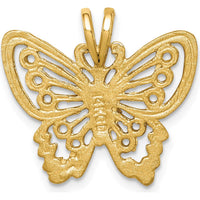 14K Yellow Gold Butterfly Pendant with Diamond-Cut Texture by Oro Pregiato
