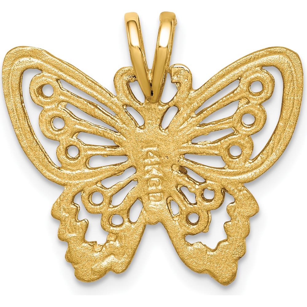 14K Yellow Gold Butterfly Pendant with Diamond-Cut Texture by Oro Pregiato