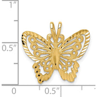 14K Yellow Gold Butterfly Pendant with Diamond-Cut Texture by Oro Pregiato