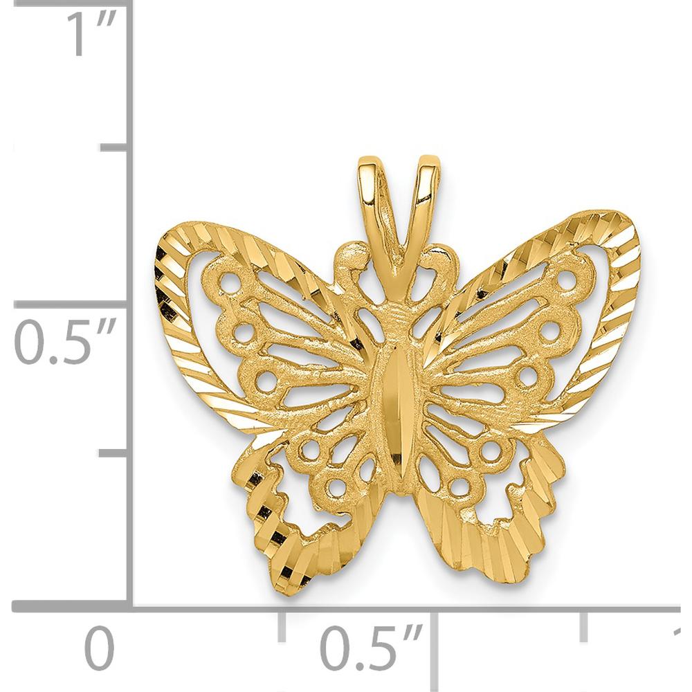 14K Yellow Gold Butterfly Pendant with Diamond-Cut Texture by Oro Pregiato