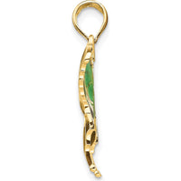 14K Yellow Gold Butterfly Pendant with Green Enamel Accents by Oro Pregiato