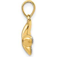 14K Yellow Gold Butterfly Pendant with Half Diamond-Cut Rhodium Accents by Oro Pregiato