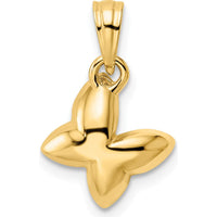14K Yellow Gold Butterfly Pendant with Half Diamond-Cut Rhodium Accents by Oro Pregiato